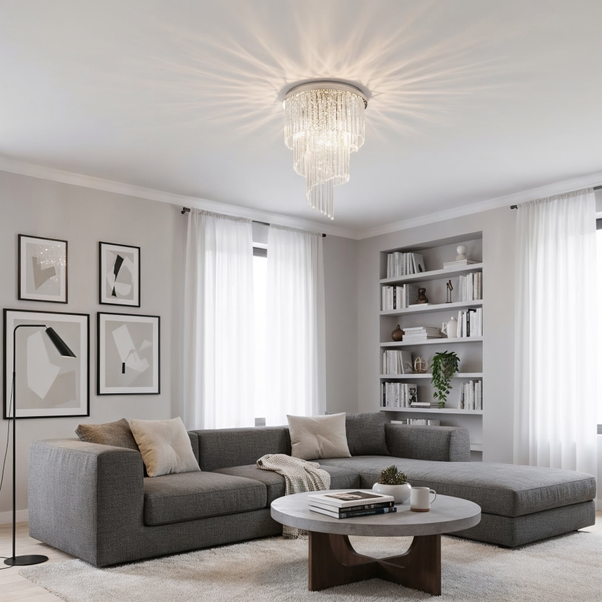 Ideal Lux - Kristalni plafonski luster CARLTON 12xE14/40W/230V prečnik 50 cm, sjajni hrom