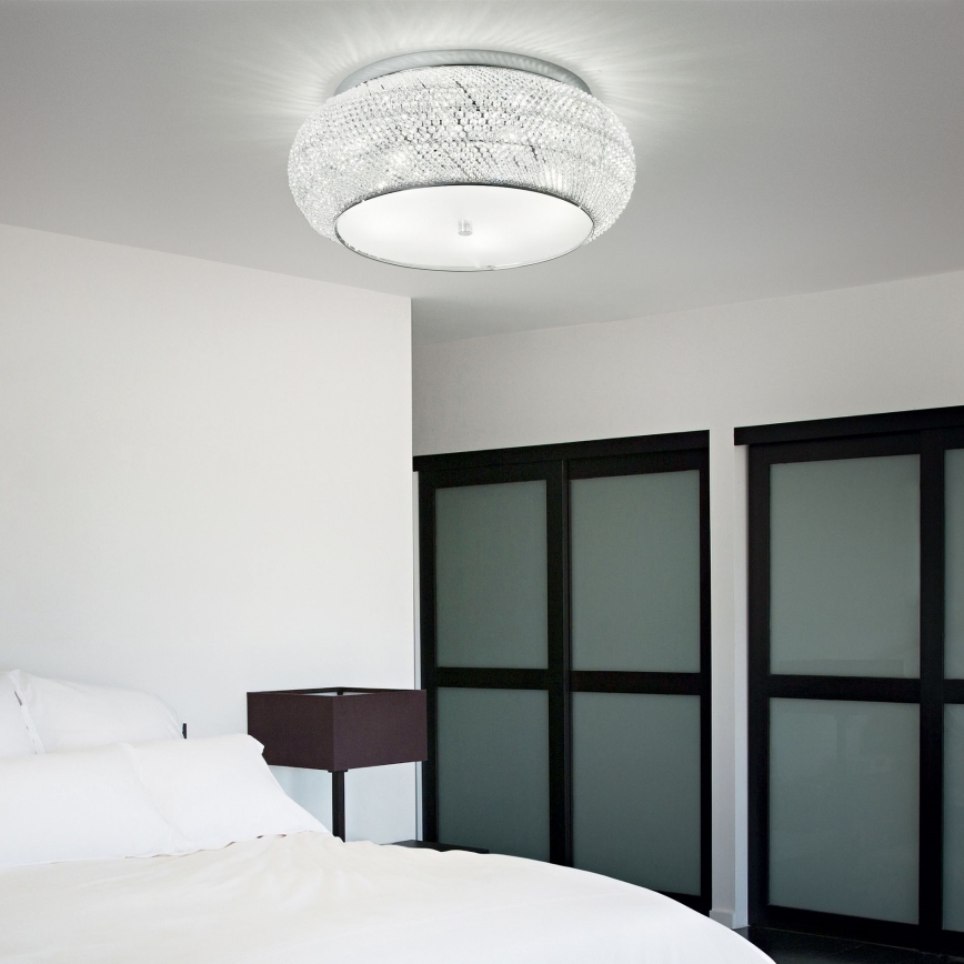 Ideal Lux - Kristalno plafonsko svetlo PASHA 6xE14/40W/230V, prečnik 40 cm, sjajni hrom