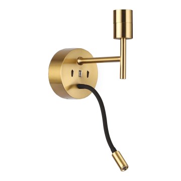 Ideal Lux - LED fleksibilna lampa sa monturom SET 1xE27/42W + LED/3W/230V CRI 90 USB zlatna