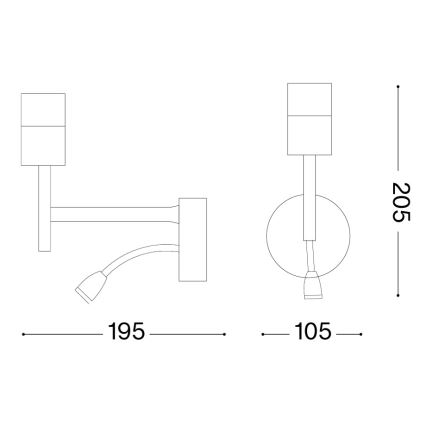 Ideal Lux - LED fleksibilna lampa sa nosačem SET UP 1xE27/42W + LED/3W/230V CRI 90 USB sjajni hrom
