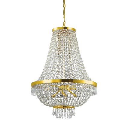 Ideal Lux - LED kristalni luster na lancu CAESAR 12xG9/3W/230V prečnik 55 cm zlatna