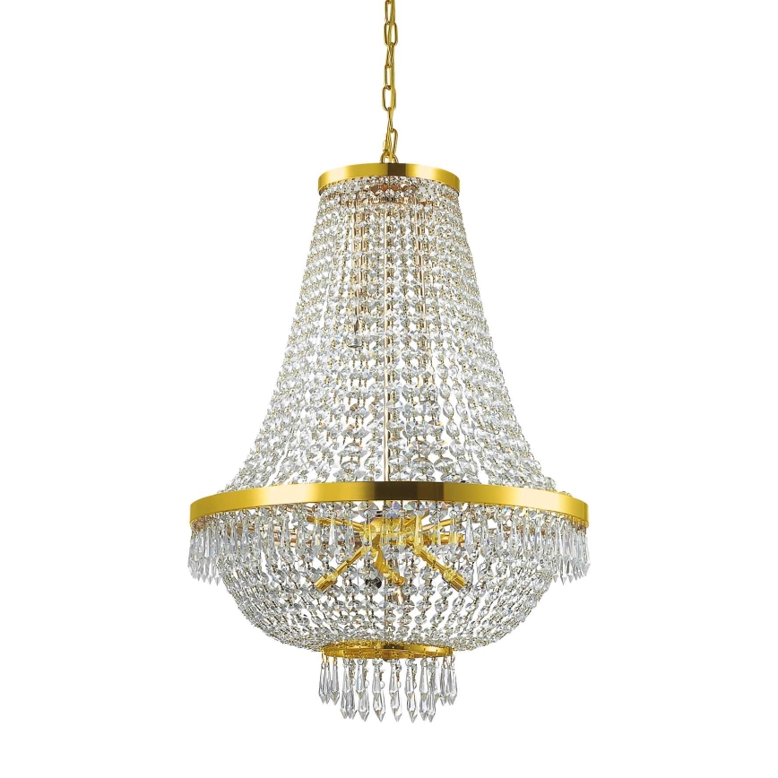 Ideal Lux - LED kristalni luster na lancu CAESAR 12xG9/3W/230V prečnik 55 cm zlatna