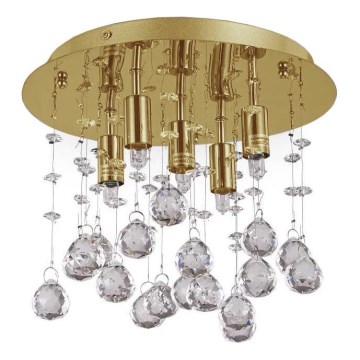 Ideal Lux - LED kristalno plafonsko svetlo MOONLIGHT 5xG9/3W/230V prečnik 26 cm zlatna