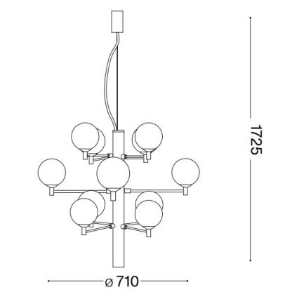 Ideal Lux - LED luster na sajli COPERNICO 12xG9/3W/230V prečnik 71 cm crna