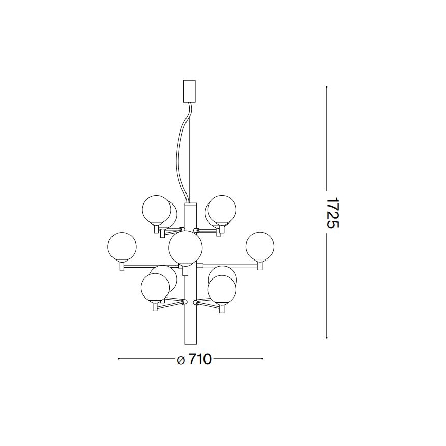 Ideal Lux - LED luster na sajli COPERNICO 12xG9/3W/230V prečnik 71 cm crna