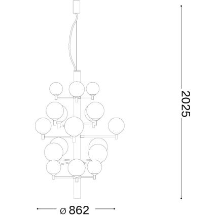 Ideal Lux - LED luster na sajli COPERNICO 20xG9/3W/230V pr. 86 cm crna