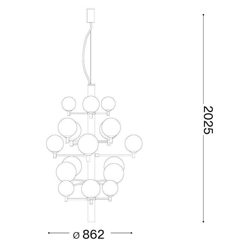 Ideal Lux - LED luster na sajli COPERNICO 20xG9/3W/230V pr. 86 cm crna