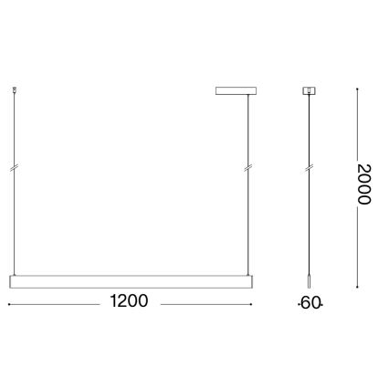 Ideal Lux - LED luster na sajli DESK ACCENT LED/36W/230V CRI 90 120 cm crna