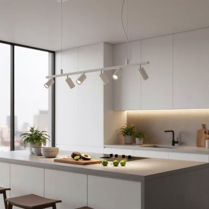 Ideal Lux - LED luster na sajli DYNAMITE 6xGU10/7W/230V CRI 90 bela