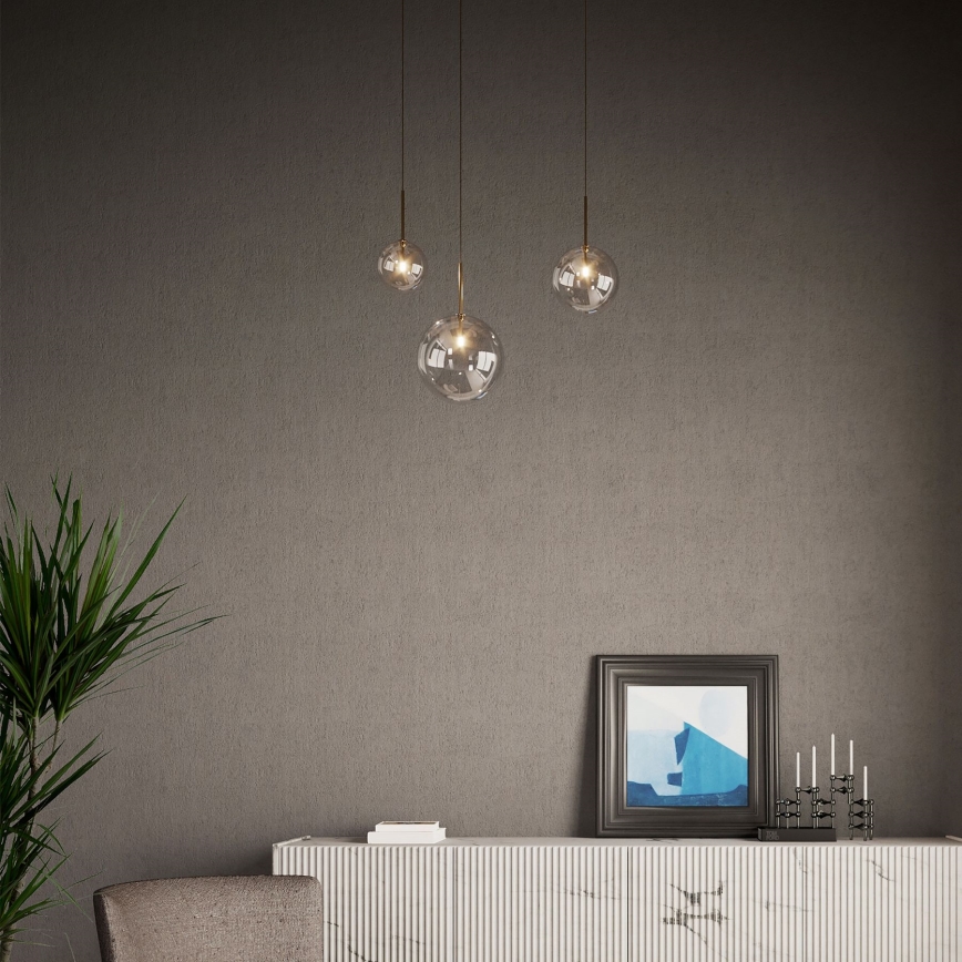 Ideal Lux - LED luster na sajli EQUINOXE 1xG4/2W/230V prečnik 15 cm mesing/dimljeno staklo