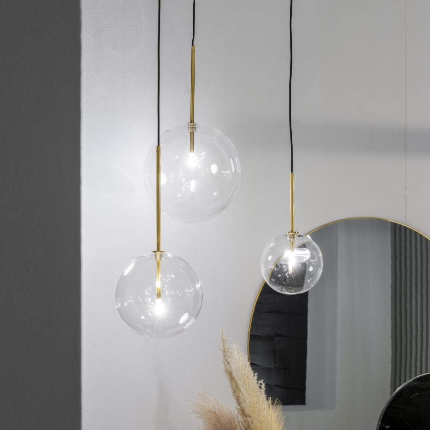 Ideal Lux - LED luster na sajli EQUINOXE 1xG4/2W/230V prečnik 20 cm mesing/prozirno