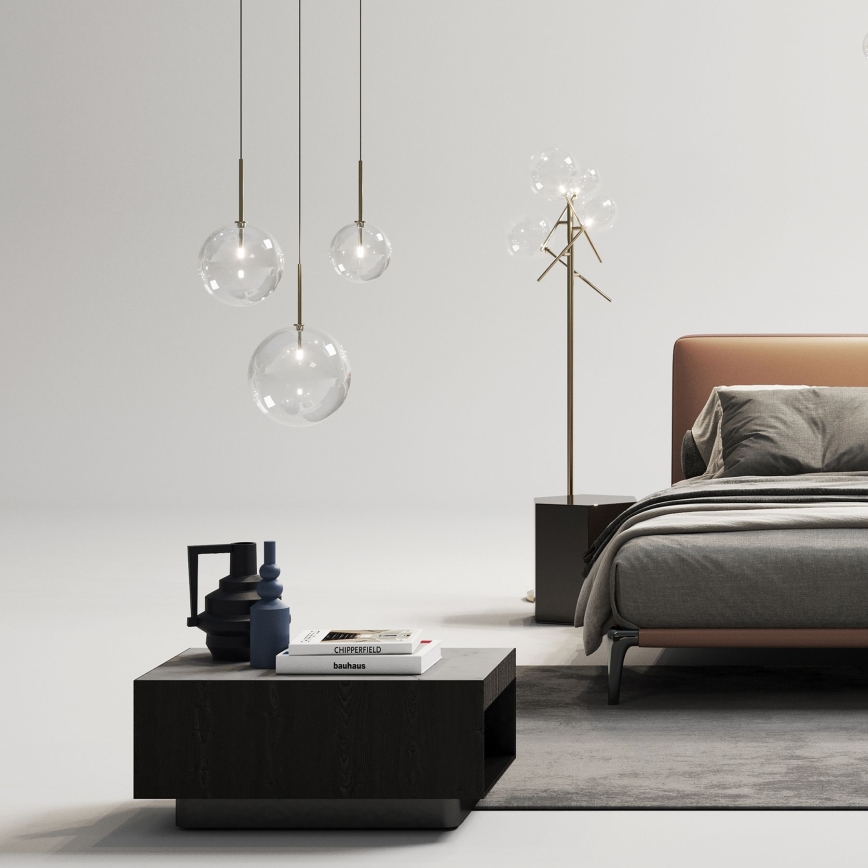 Ideal Lux - LED luster na sajli EQUINOXE 1xG4/2W/230V prečnik 20 cm mesing/prozirno