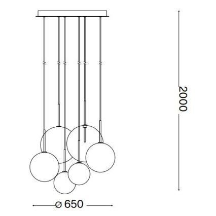 Ideal Lux - LED luster na sajli EQUINOXE 6xG4/2W/230V pr. 65 cm sjajni hrom/zadimljeno