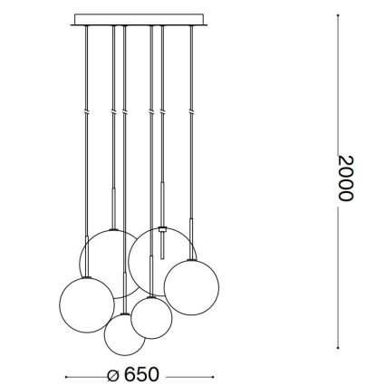 Ideal Lux - LED luster na sajli EQUINOXE 6xG4/2W/230V prečnik 65 cm mesing/proziran