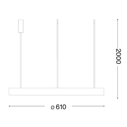 Ideal Lux - LED luster na sajli GEMINI LED/47W/230V 2700K Ø 61 cm CRI 90 crna