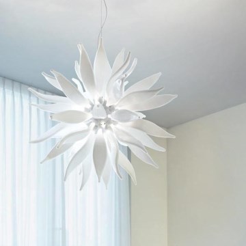 Ideal Lux - LED luster na sajli LEAVES 12xG9/3W/230V prečnik 80 cm bela