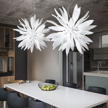 Ideal Lux - LED luster na sajli LEAVES 8xG9/3W/230V prečnik 63 cm bela