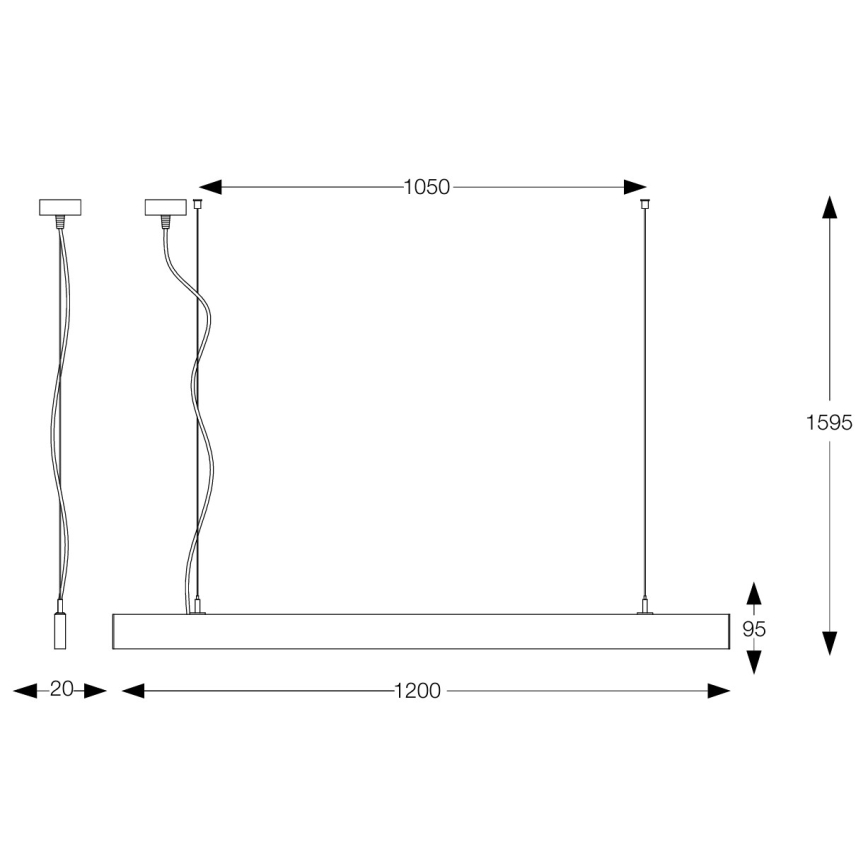 Ideal Lux - LED luster na sajli LINUS LED/32W/230V 3000K CRI 90 120 cm crna