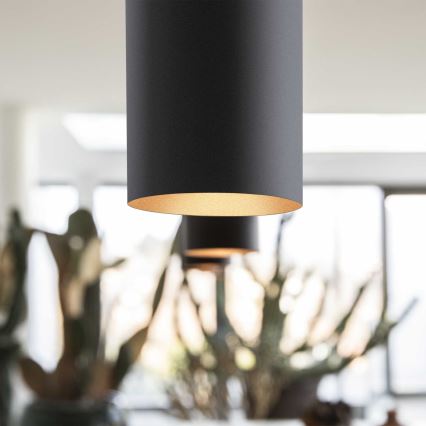 Ideal Lux - LED luster na sajli LOOK 1xGU10/7W/230V CRI 90, prečnik 6 cm, crna
