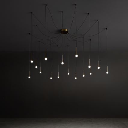 Ideal Lux - LED luster na sajli LUCCIOLA, 16xLED/16W/230V, CRI 90, pauk, mesing