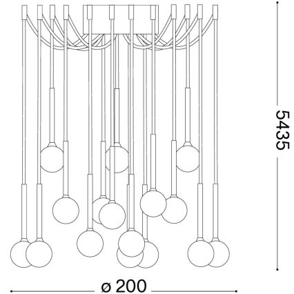 Ideal Lux - LED luster na sajli LUCCIOLA, 16xLED/16W/230V, CRI 90, pauk, mesing