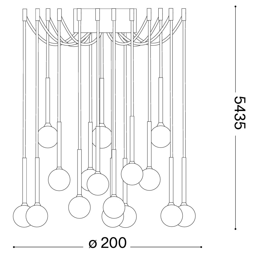 Ideal Lux - LED luster na sajli LUCCIOLA 16xLED/16W/230V CRI 90 u obliku pauka, u crnoj boji