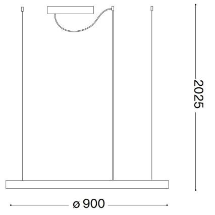 Ideal Lux - LED luster na sajli ORACLE LED/53W/230V 3000K CRI 90 prečnik 90 cm crna