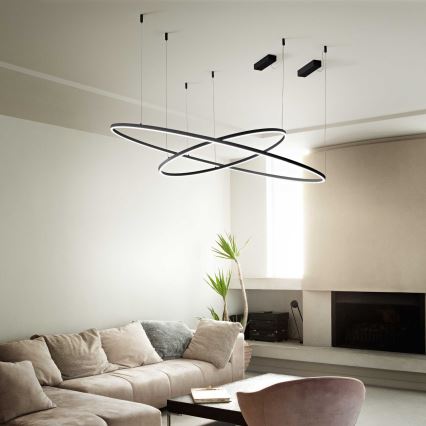 Ideal Lux - LED luster na sajli ORACLE SLIM LED/29W/230V 2700K CRI 90 prečnik 50 cm crna