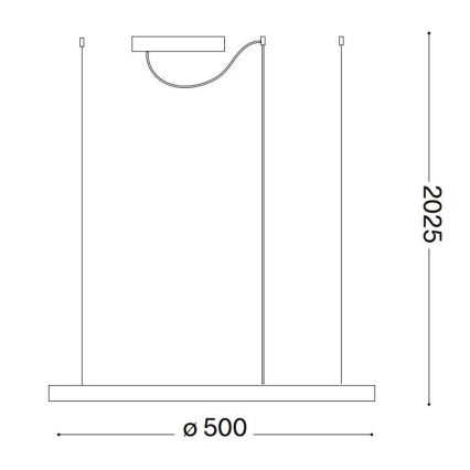Ideal Lux - LED luster na sajli ORACLE SLIM LED/29W/230V 3000K CRI 90 prečnik 50 cm crna