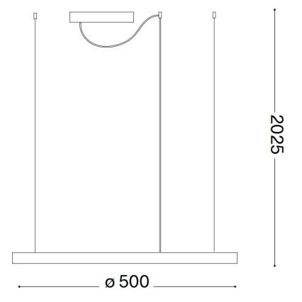 Ideal Lux - LED luster na sajli ORACLE SLIM LED/29W/230V 4000K CRI 90 prečnik 50 cm crna