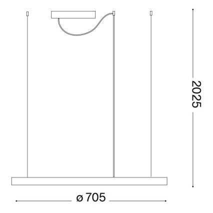 Ideal Lux - LED luster na sajli ORACLE SLIM LED/37W/230V 2700K CRI 90 prečnik 70 cm crna