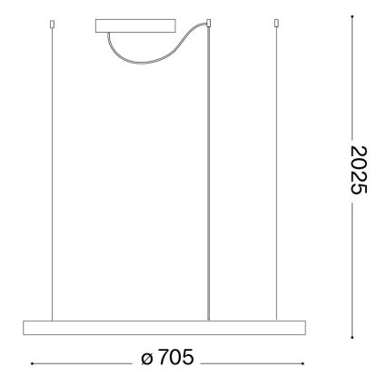 Ideal Lux - LED luster na sajli ORACLE SLIM LED/37W/230V 3000K CRI 90 prečnik 70 cm zlatna