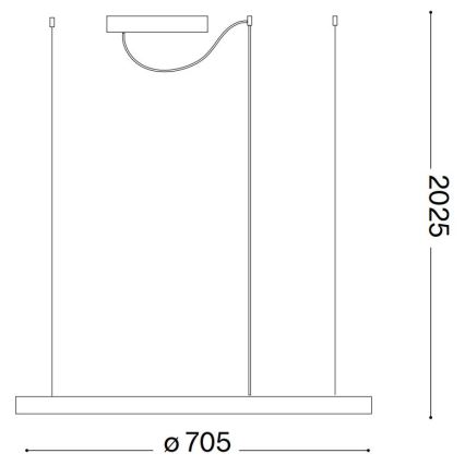 Ideal Lux - LED luster na sajli ORACLE SLIM LED/37W/230V 4000K CRI 90 prečnik 70 cm crna