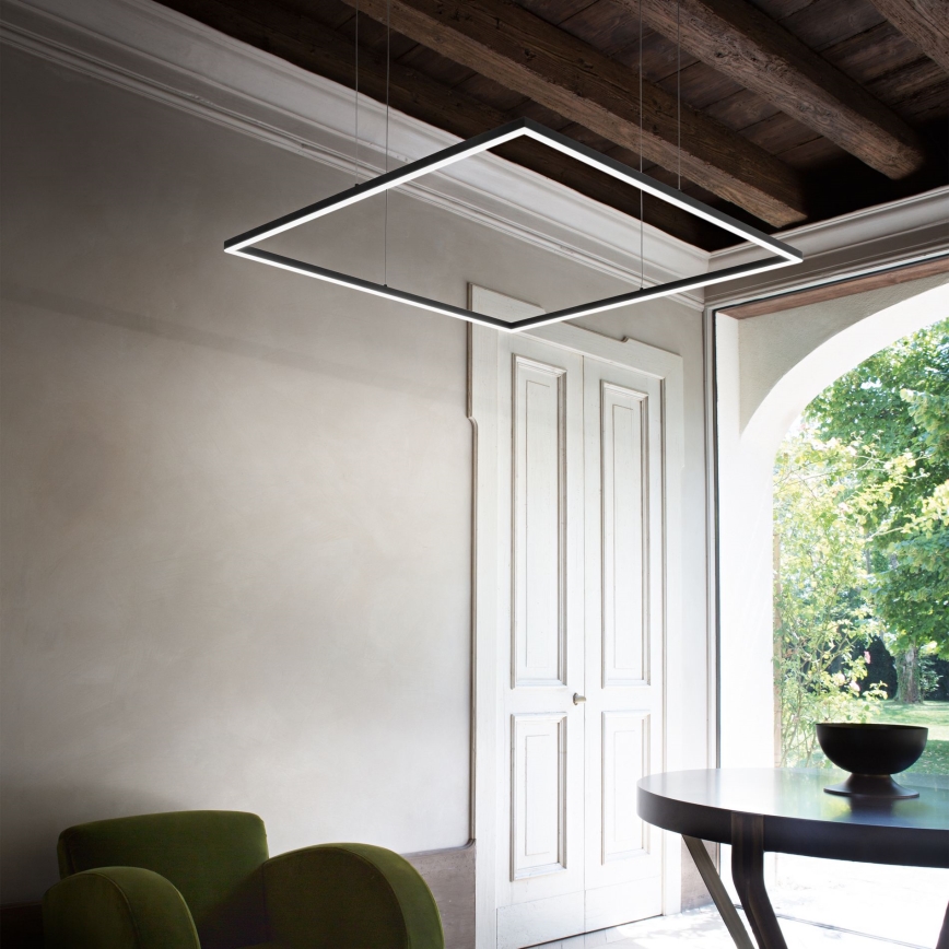 Ideal Lux - LED luster na sajli ORACLE SLIM LED/44W/230V 3000K CRI 90 70x70 cm crna