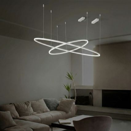 Ideal Lux - LED luster na sajli ORACLE SLIM LED/53W/230V 2700K CRI 90 prečnik 90 cm bela