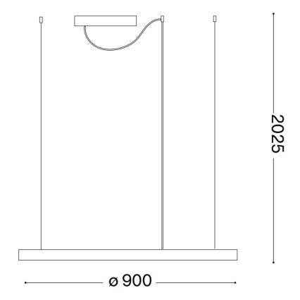Ideal Lux - LED luster na sajli ORACLE SLIM LED/53W/230V 2700K CRI 90 preč. 90 cm crna