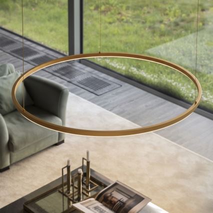 Ideal Lux - LED luster na sajli ORACLE SLIM LED/53W/230V 4000K CRI 90, prečnik 90 cm, zlatna