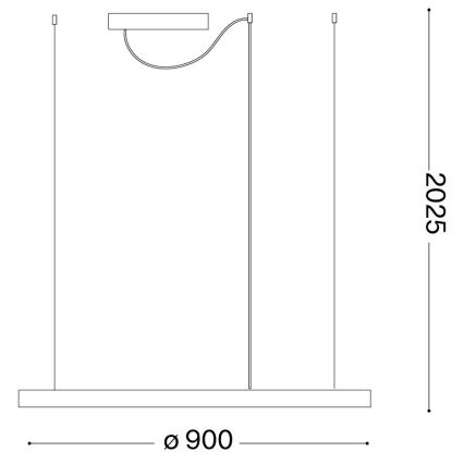 Ideal Lux - LED luster na sajli ORACLE SLIM LED/53W/230V 4000K CRI 90, prečnik 90 cm, zlatna