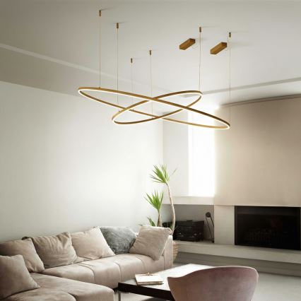 Ideal Lux - LED luster na sajli ORACLE SLIM LED/53W/230V 3000K CRI 90 prečnik 90 cm zlatna