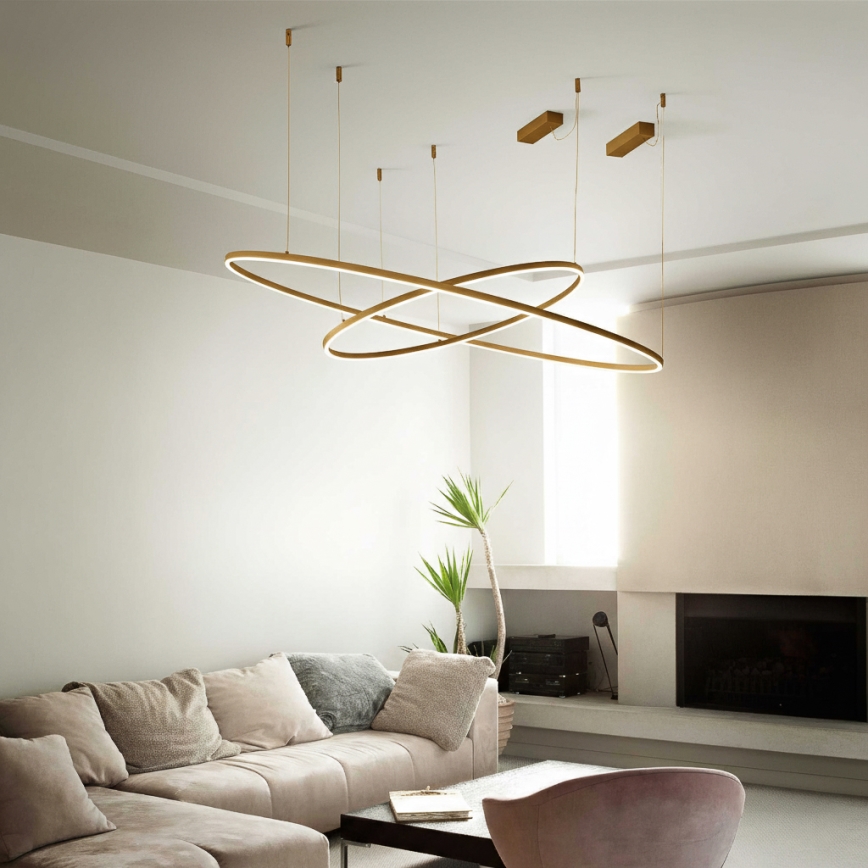 Ideal Lux - LED luster na sajli ORACLE SLIM LED/53W/230V 3000K CRI 90 prečnik 90 cm zlatna