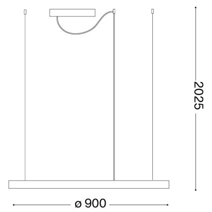 Ideal Lux - LED luster na sajli ORACLE SLIM LED/53W/230V 3000K CRI 90 prečnik 90 cm zlatna