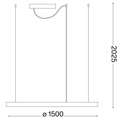 Ideal Lux - LED luster na sajli ORACLE SLIM LED/83W/230V 4000K CRI 90 prečnik 150 cm crna