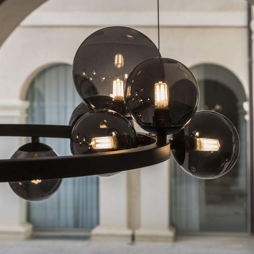 Ideal Lux - LED luster na sajli PERLAGE 11xG9/3W/230V, prečnik 73 cm, crna/dimljeno-crna