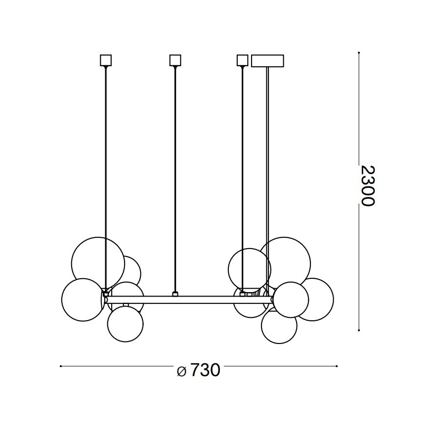 Ideal Lux - LED luster na sajli PERLAGE 11xG9/3W/230V, prečnik 73 cm, crna/dimljeno-crna