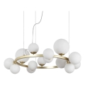 Ideal Lux - LED luster na sajli PERLAGE 14xG9/3W/230V prečnik 85 cm zlatna/bela