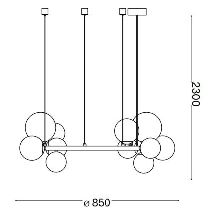 Ideal Lux - LED luster na sajli PERLAGE 14xG9/3W/230V prečnik 85 cm zlatna/bela