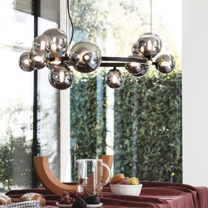 Ideal Lux - LED luster na sajli PERLAGE 14xG9/3W/230V prečnik 85 cm crna/zadimljena crna
