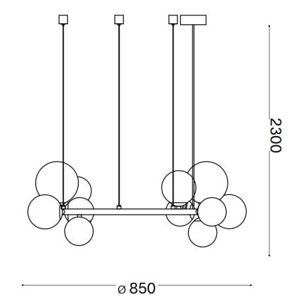 Ideal Lux - LED luster na sajli PERLAGE 14xG9/3W/230V prečnik 85 cm crna/zadimljena crna