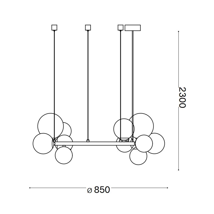 Ideal Lux - LED luster na sajli PERLAGE 14xG9/3W/230V prečnik 85 cm crna/zadimljena crna