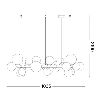 Ideal Lux - LED luster na sajli PERLAGE 25xG9/3W/230V 110 cm zlatna/bela